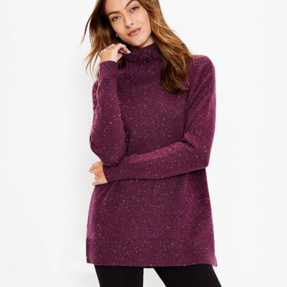 LOFT Purple Flecked Tunic Sweater SP